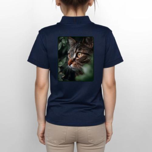 Tabby Cat Jungle Eyes Design - Gildan Kid's 50/50 Jersey Polo