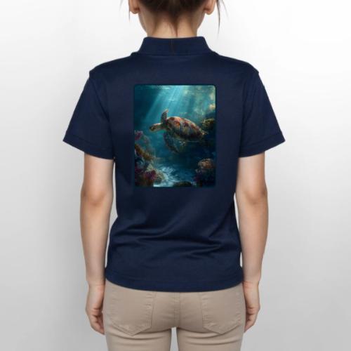 Sea Turtle Coral Reef Design - Gildan Kid's 50/50 Jersey Polo