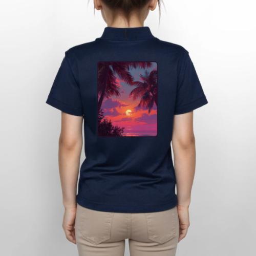 Tropical Sunset Palm Silhouette Design - Gildan Kid's 50/50 Jersey Polo