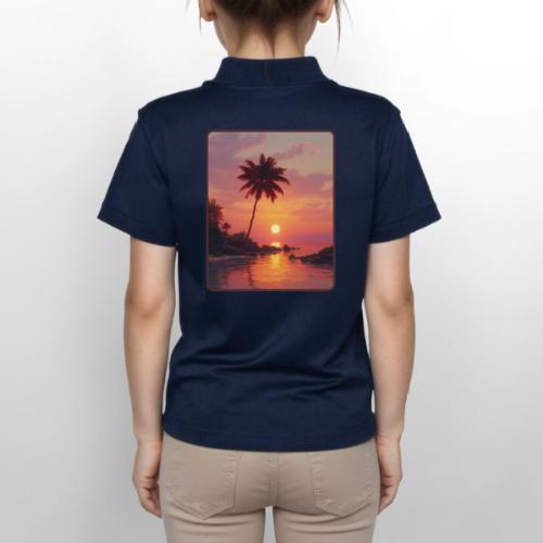 Tropical Beach Sunset Palm Design - Gildan Kid's 50/50 Jersey Polo