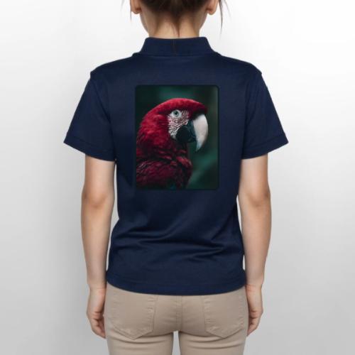 Red Green Macaw Bird Portrait Design - Gildan Kid's 50/50 Jersey Polo