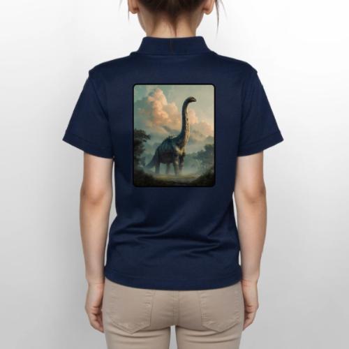 Brachiosaurus Prehistoric Scene Design - Gildan Kid's 50/50 Jersey Polo
