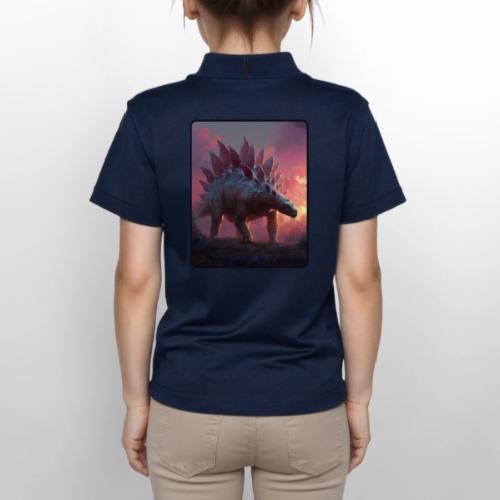Stegosaurus Sunset Forest Design - Gildan Kid's 50/50 Jersey Polo