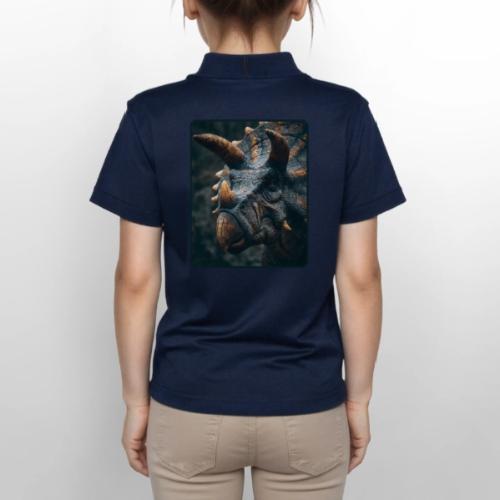 Triceratops Detailed Portrait Design - Gildan Kid's 50/50 Jersey Polo