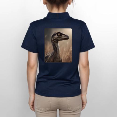 Velociraptor Feathered Portrait Design - Gildan Kid's 50/50 Jersey Polo