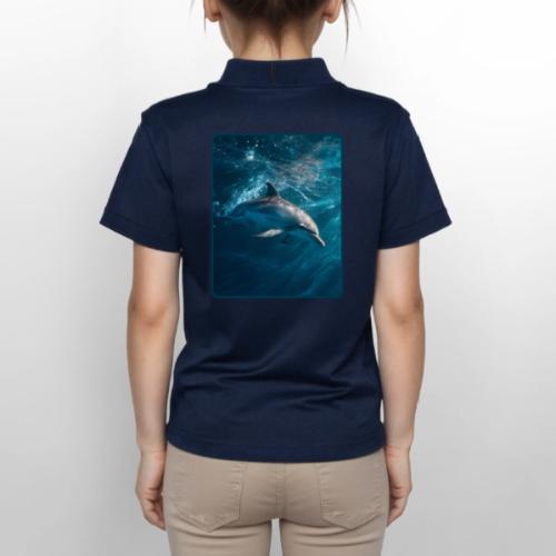 Dolphin Sunlit Ocean Serenity Design - Gildan Kid's 50/50 Jersey Polo