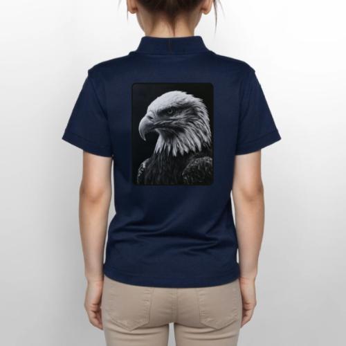 Black White Bald Eagle Design - Gildan Kid's 50/50 Jersey Polo