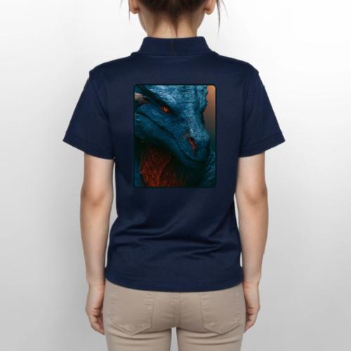 Turquoise Dragon Fire Eye Design - Gildan Kid's 50/50 Jersey Polo