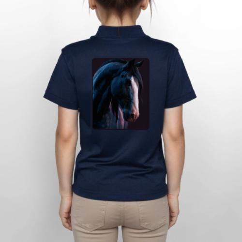 Noble Horse Cinematic Portrait Design - Gildan Kid's 50/50 Jersey Polo