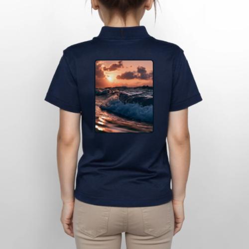 Golden Sunset Ocean Wave - Gildan Kid's 50/50 Jersey Polo