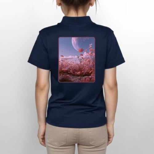 Cosmic Moon & Cosmos Flowers Art - Gildan Kid's 50/50 Jersey Polo