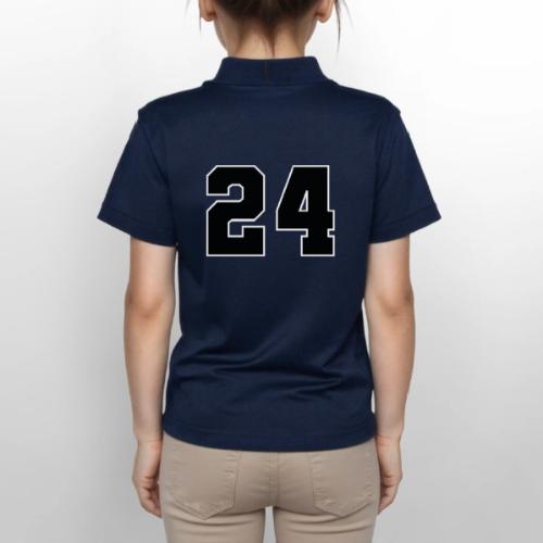 Varsity Number 24 College Font - Gildan Kid's 50/50 Jersey Polo