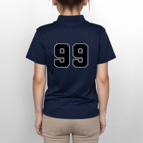 Varsity Number 99 Athletic Font - Gildan Kid's 50/50 Jersey Polo