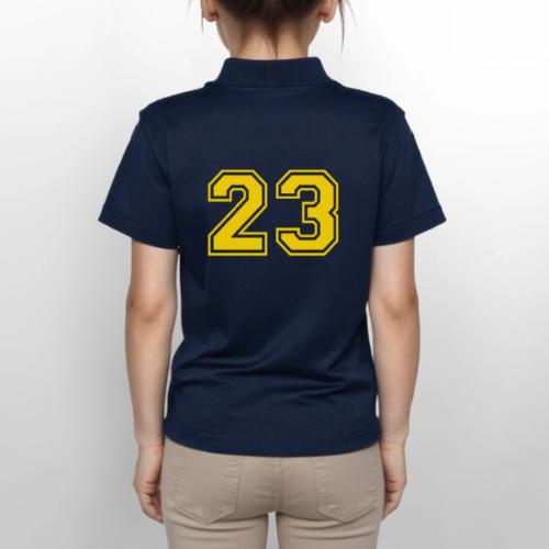Number 23 in a classic athletic collegiate font - Gildan Kid's 50/50 Jersey Polo