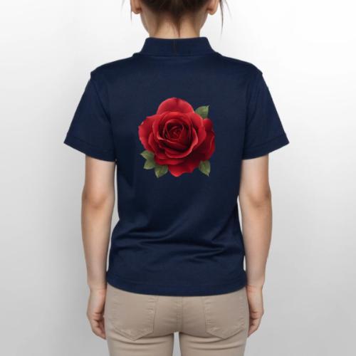 Rose: Crimson Bloom Elegance - Gildan Kid's 50/50 Jersey Polo