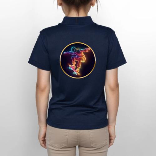 Skateboarding: Midnight Neon Skater - Gildan Kid's 50/50 Jersey Polo