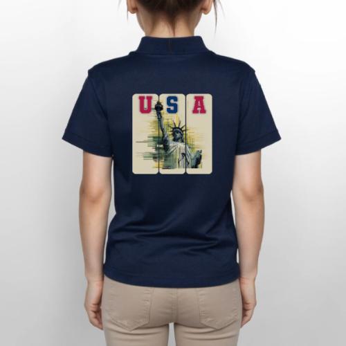 Art illustration of the Statue of Liberty - Gildan Kid's 50/50 Jersey Polo