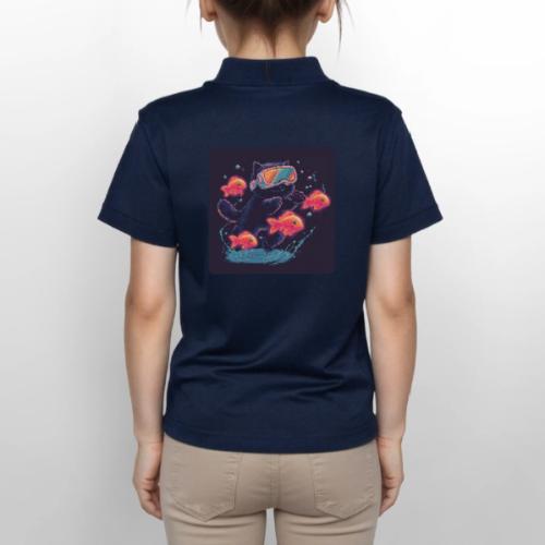 Cyber Cat Splash - Gildan Kid's 50/50 Jersey Polo