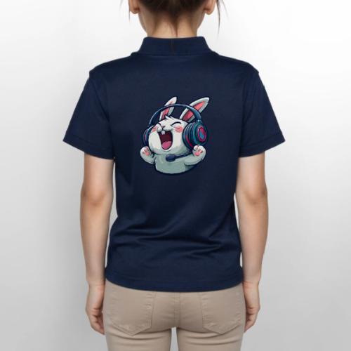 Gamer Bunny Headset Cartoon Design - Gildan Kid's 50/50 Jersey Polo