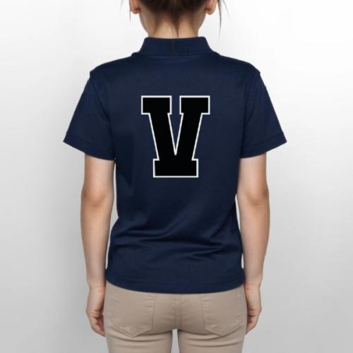 Varsity Letter V Athletic Alphabet Graphic - Gildan Kid's 50/50 Jersey Polo