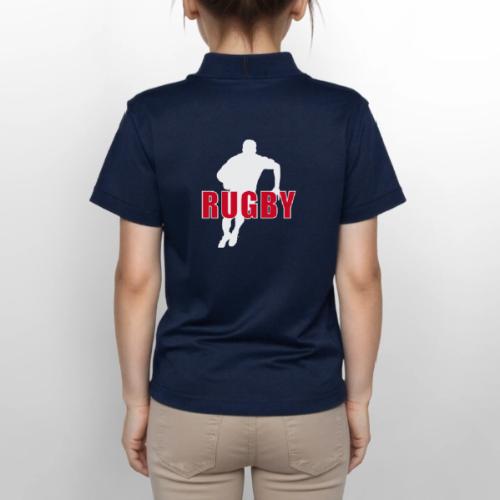 Bold Rugby Action Silhouette - Gildan Kid's 50/50 Jersey Polo