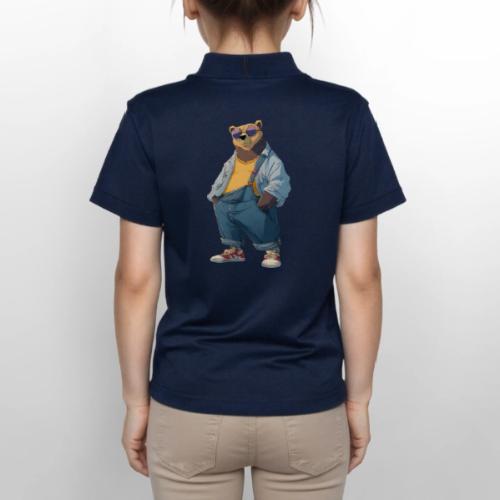 Fashion Streetwear Bear Cartoon Art - Gildan Kid's 50/50 Jersey Polo