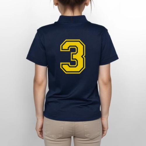 Number 3 in a classic athletic collegiate font - Gildan Kid's 50/50 Jersey Polo