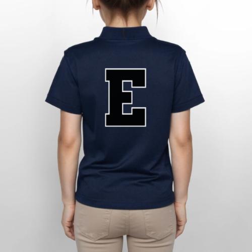 Varsity Letter E Collegiate Font Graphic - Gildan Kid's 50/50 Jersey Polo