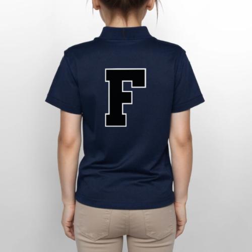 Varsity Letter F Athletic Monogram - Gildan Kid's 50/50 Jersey Polo