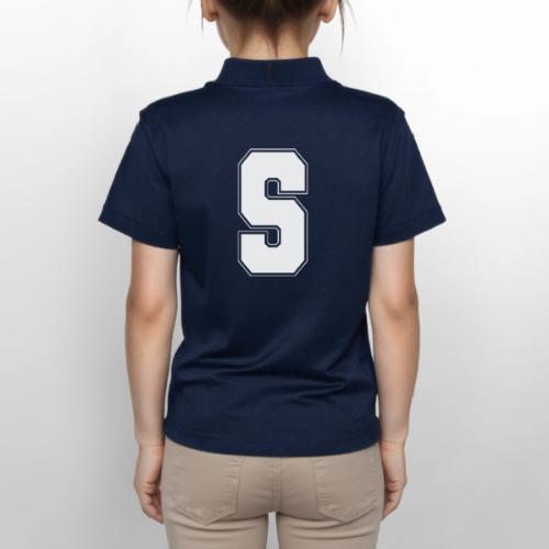 White Letter S – Varsity Alphabet Monogram - Gildan Kid's 50/50 Jersey Polo