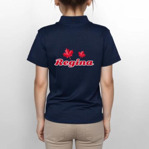 Regina with two red maple leaves - Gildan Kid's 50/50 Jersey Polo