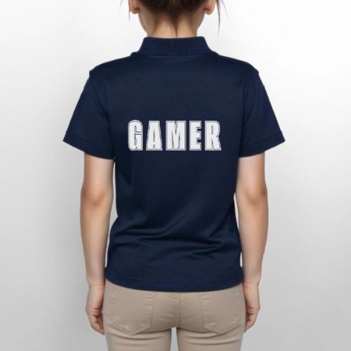 Gamer Collegiate White Text Design - Gildan Kid's 50/50 Jersey Polo