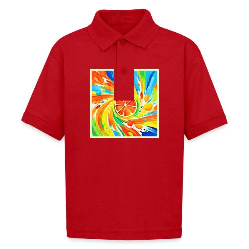 Citrus swirling Splash Design - Gildan Kid's 50/50 Jersey Polo