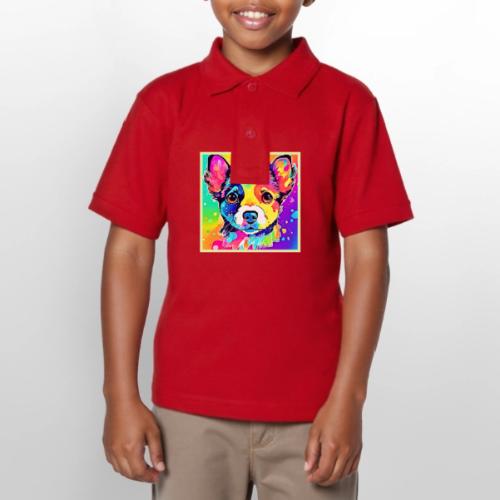 Vivid Puppy Vibes Art Design - Gildan Kid's 50/50 Jersey Polo