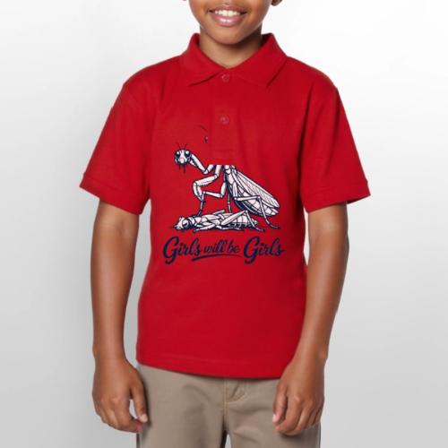Girls Will Be Girls Praying Mantis Humor - Gildan Kid's 50/50 Jersey Polo