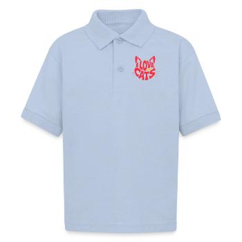 Love Cats Bold Cartoon Print - Gildan Kid's 50/50 Jersey Polo - light blue - Front - Raina (125cm)