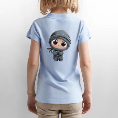 Cute Cartoon Baby Ninja Standing with Big Smile - Gildan Kid's 50/50 Jersey Polo