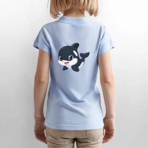 Playful Cartoon Baby Orca with Sweet Smile - Gildan Kid's 50/50 Jersey Polo