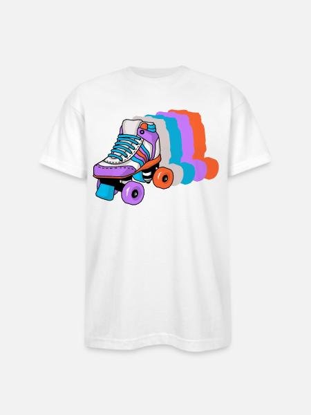 Roller Skating Skater - Bayside Unisex Heavyweight USA Made T-Shirt - white