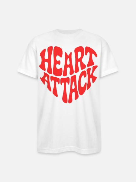 HEART ATTACK - Bayside Unisex Heavyweight USA Made T-Shirt - white