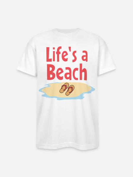 Life's a Beach Sandals Illustration - Bayside Unisex Heavyweight USA Made T-Shirt - white