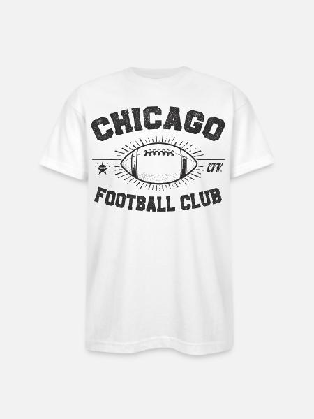 Chicago Football Club Emblem - Bayside Unisex Heavyweight USA Made T-Shirt - white