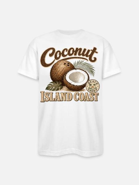 Coconut Island Coast Design - Bayside Unisex Heavyweight USA Made T-Shirt - white