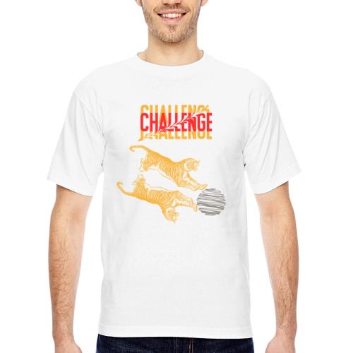 Double tiger fashion, jungle feline animals. - Bayside Unisex Heavyweight USA Made T-Shirt
