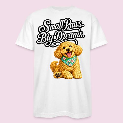 Small Paws Big Dreams Goldendoodle Puppy - Bayside Unisex Heavyweight USA Made T-Shirt