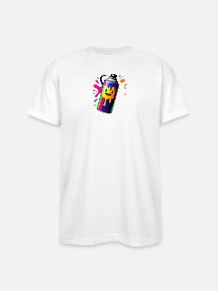 Rainbow Spray Paint Mascot - Bayside Unisex Heavyweight USA Made T-Shirt - white