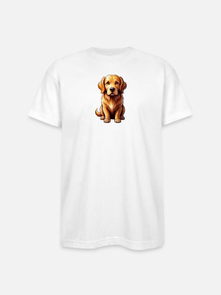 Golden Retriever Pop Art Charm - Bayside Unisex Heavyweight USA Made T-Shirt - white