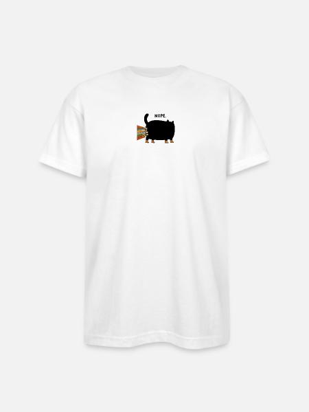 Black Cat Nope - Bayside Unisex Heavyweight USA Made T-Shirt - white