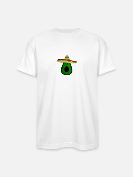 Mexican avocado with sombrero - Bayside Unisex Heavyweight USA Made T-Shirt - white