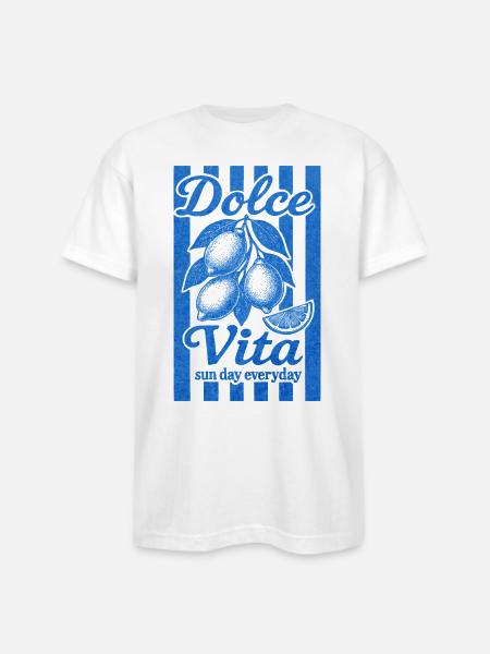 Italian Lemon, Summer Vibes Shirt, Vacation Tee - Bayside Unisex Heavyweight USA Made T-Shirt - white